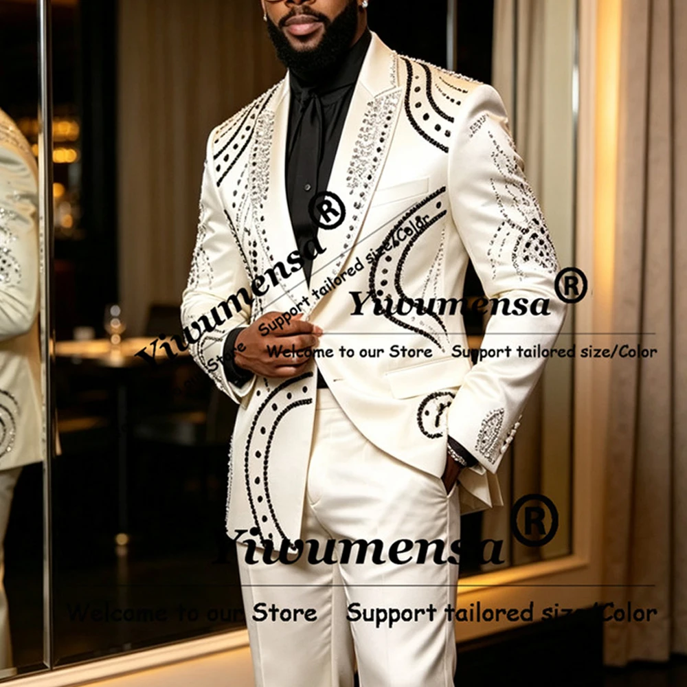 Brilliant Men Suits For Wedding Tuxedos 2 Pieces Sets Shawl Lapel Groom Male Prom Blazer Customized Slim Fit Diamond Ropa hombre
Brilliant Men Suits For Wedding Tuxedos 2 Pieces Sets Shawl Lapel Groom Male Prom Blazer Customized Slim Fit Diamond Ropa hombre