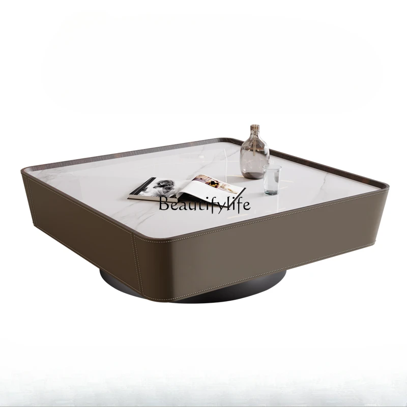 Italian minimalist saddle modern light luxury square living room rock slab coffee table
Italian minimalist saddle modern light luxury square living room rock slab coffee table