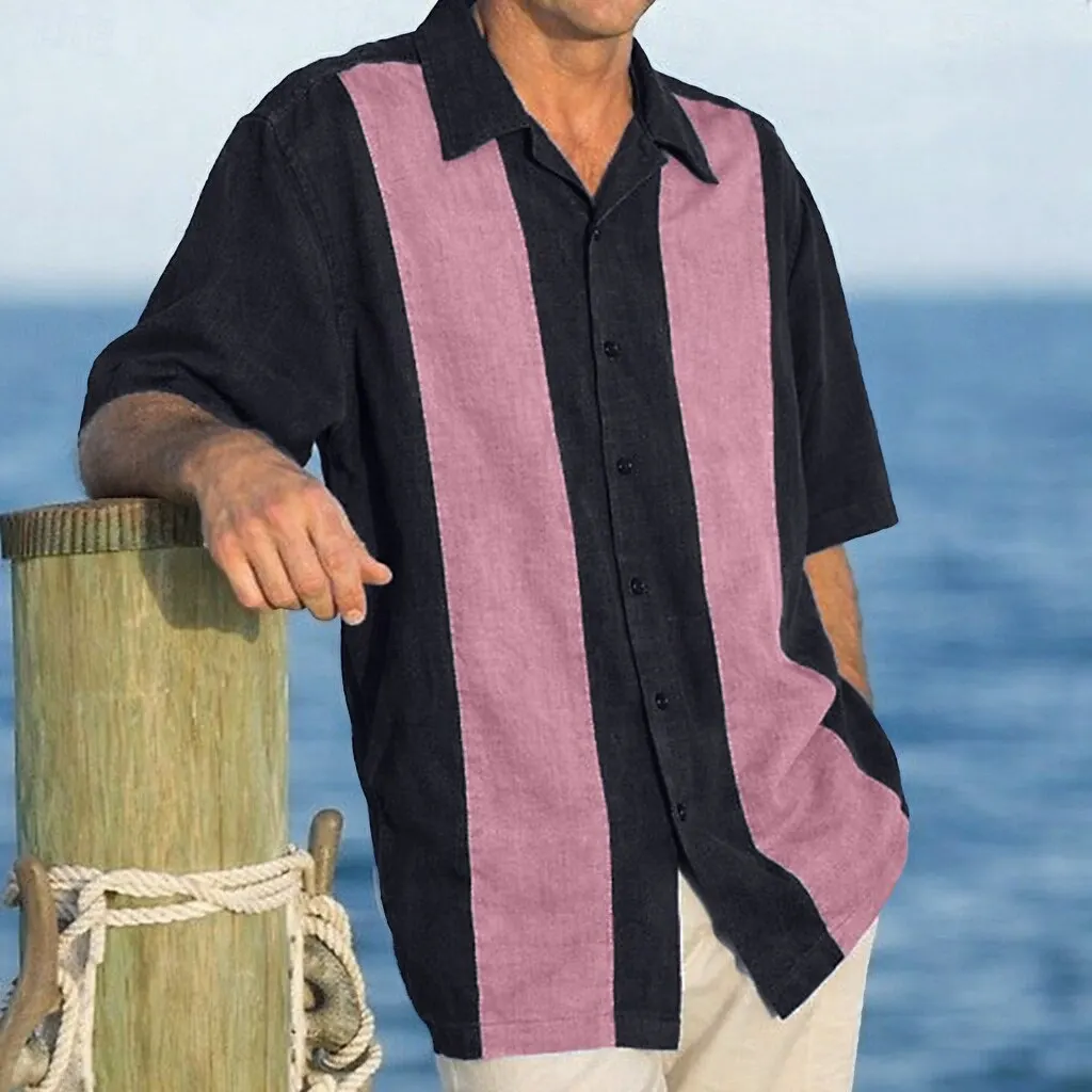 Men's Black Pink Vertical Stripe Button Down Shirt, Casual Tops for Spring Summer Daily Wear & Vacation Occasions
Men's Black Pink Vertical Stripe Button Down Shirt, Casual Tops for Spring Summer Daily Wear & Vacation Occasions