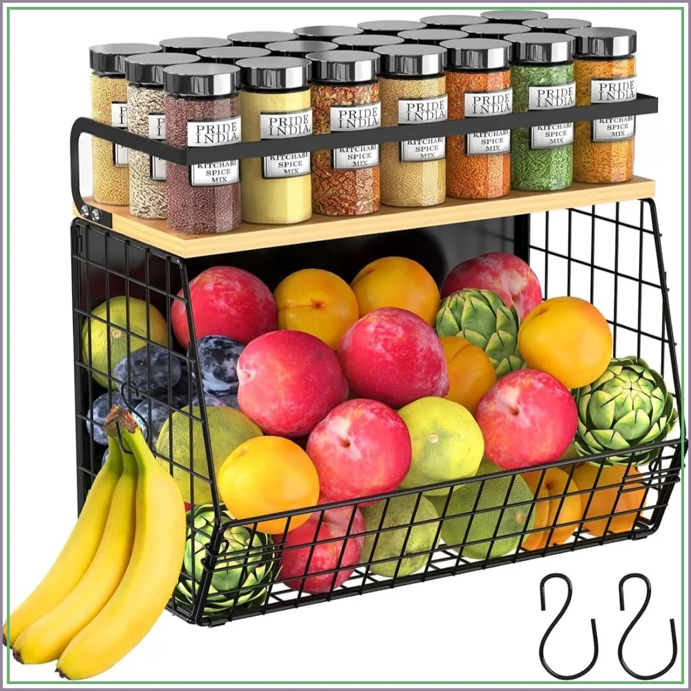 Magnetic Shelf for Fridge with Wood Lid, Fruit Potato & Onion Storage Bins, Spice Rack, Refrigerator Pantry Organizer, Large Container for Kitchen Counter & Laundry
Magnetic Shelf for Fridge with Wood Lid, Fruit Potato & Onion Storage Bins, Spice Rack, Refrigerator Pantry Organizer, Large Container for Kitchen Counter & Laundry