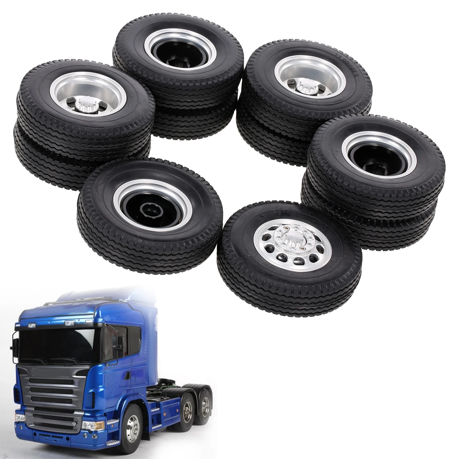 Rubber RC Rubber Wheel Tire Compatible with 1/14 RC Tractor Truck Aluminum Alloy Front & Rear Truck Wheel Rim Tires
Rubber RC Rubber Wheel Tire Compatible with 1/14 RC Tractor Truck Aluminum Alloy Front & Rear Truck Wheel Rim Tires
