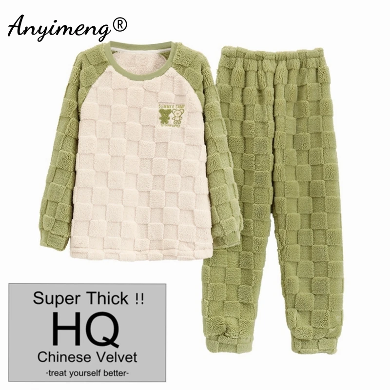 Winter Women Pajamas Set Pullover HQ Thick Chinese Velvet Sleepwear Korean Girl Pijamas Teddy Loungewear Lady Thermal Nightwear
Winter Women Pajamas Set Pullover HQ Thick Chinese Velvet Sleepwear Korean Girl Pijamas Teddy Loungewear Lady Thermal Nightwear