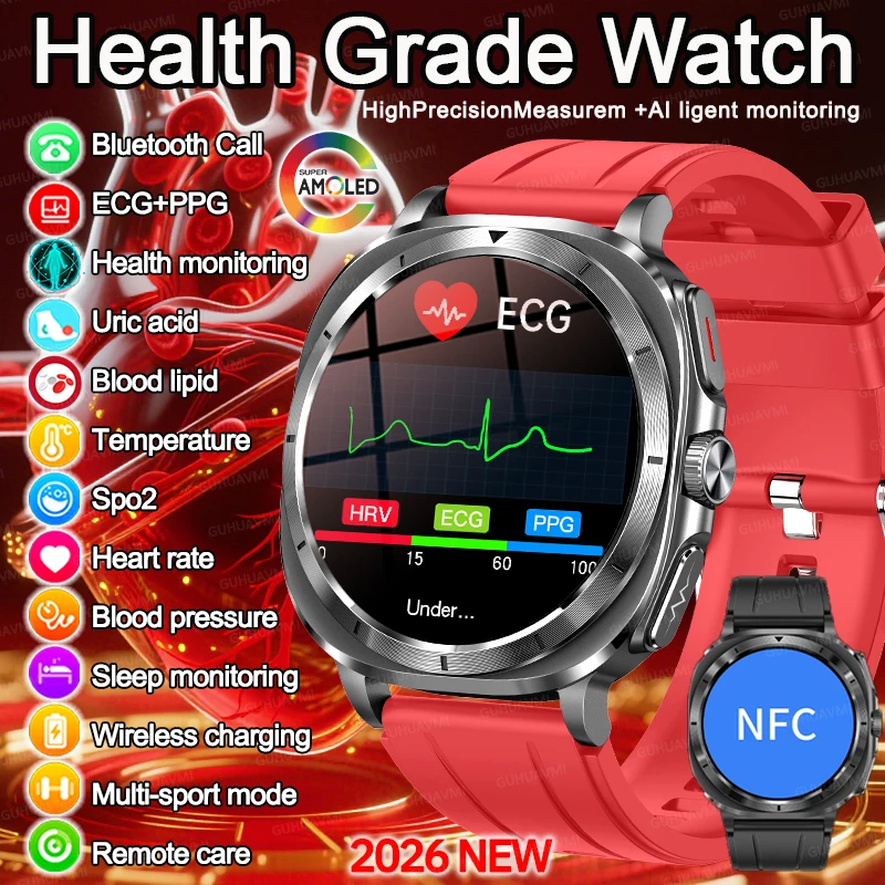 2026 New Nursing Level AI Laser Monitor Smart Watch ECG+PPG Uric Acid Blood Fat Blood Pressure Health Analysis NFC HD Call Watch
2026 New Nursing Level AI Laser Monitor Smart Watch ECG+PPG Uric Acid Blood Fat Blood Pressure Health Analysis NFC HD Call Watch