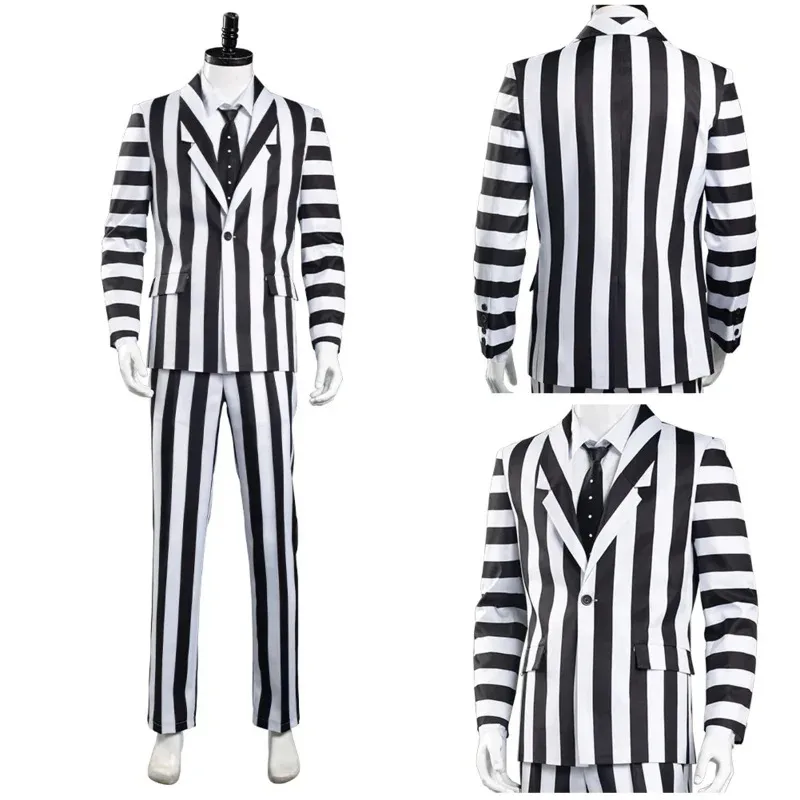 Halloween Carnival Adam Cosplay Costume Men Black and White Striped Suit Jacket Shirt Pants Outfits
Halloween Carnival Adam Cosplay Costume Men Black and White Striped Suit Jacket Shirt Pants Outfits