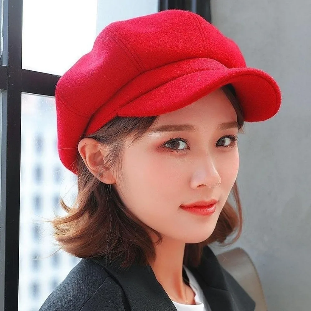 Casual Solid Color Woolen Octagonal Hat Thick Keep Warm Painter Caps Korean Style Ear Protection Artist Hat Winter
Casual Solid Color Woolen Octagonal Hat Thick Keep Warm Painter Caps Korean Style Ear Protection Artist Hat Winter