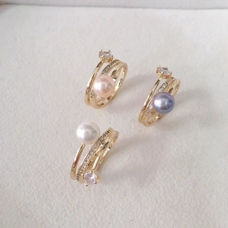 New Arrival 8-9MM South Sea White Gray Pink Pearl Ring 925 Sterling Silver Adjustable Pearl Ring for Women
New Arrival 8-9MM South Sea White Gray Pink Pearl Ring 925 Sterling Silver Adjustable Pearl Ring for Women