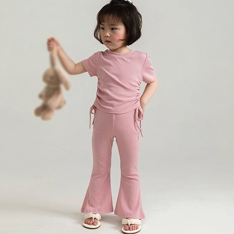 Girl's Cute Round Neck Solid Color T-Shirt and Trousers suit Girl's Fashionable suit Elastic Waist Trousers Soft Simple All-Matc
Girl's Cute Round Neck Solid Color T-Shirt and Trousers suit Girl's Fashionable suit Elastic Waist Trousers Soft Simple All-Matc