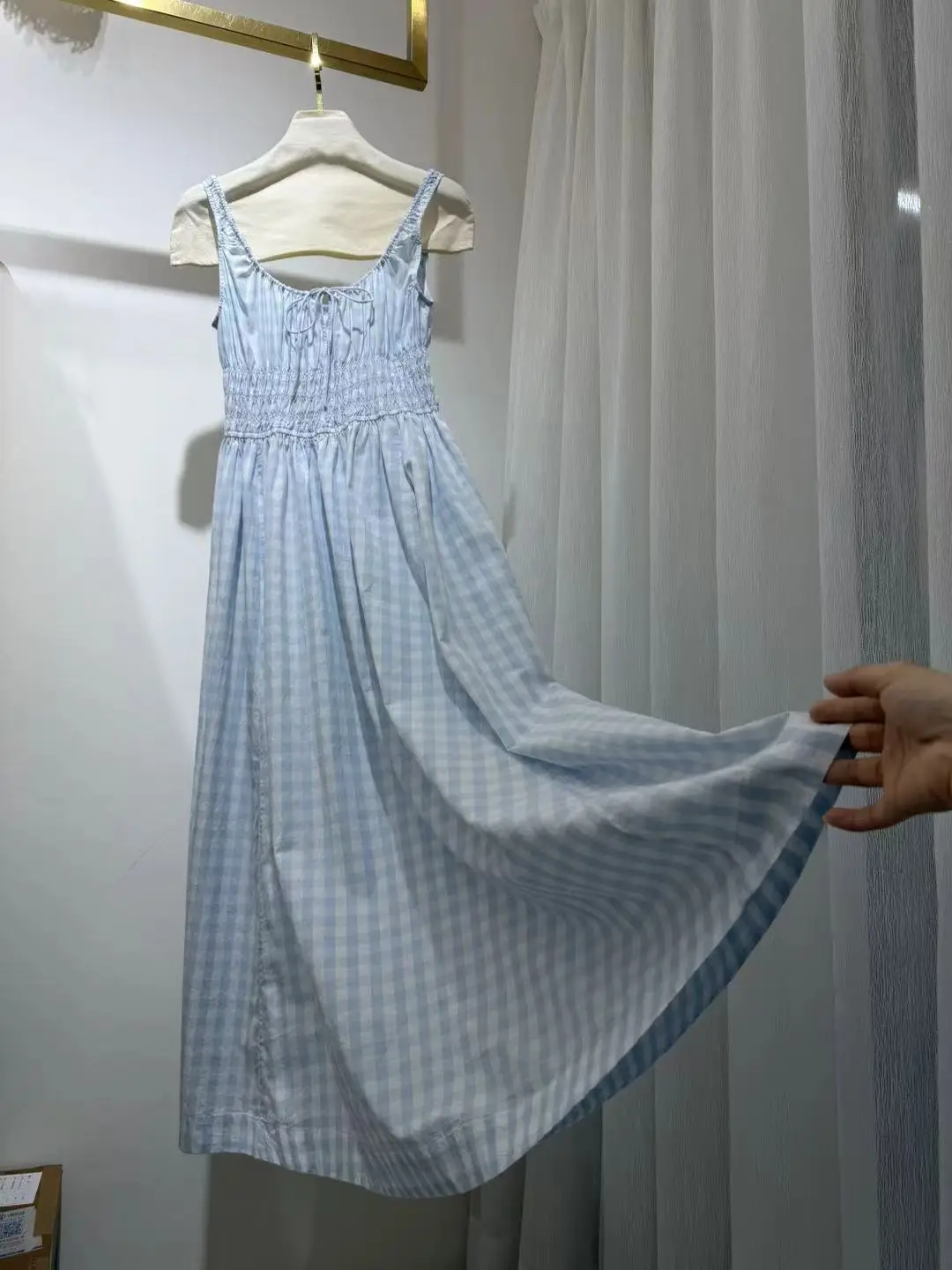 Blue Plaid Women 100% Cotton Midi Dress Drawstring U-Neck Elastic Waist Sleeveless Holiday Casual Robe
Blue Plaid Women 100% Cotton Midi Dress Drawstring U-Neck Elastic Waist Sleeveless Holiday Casual Robe