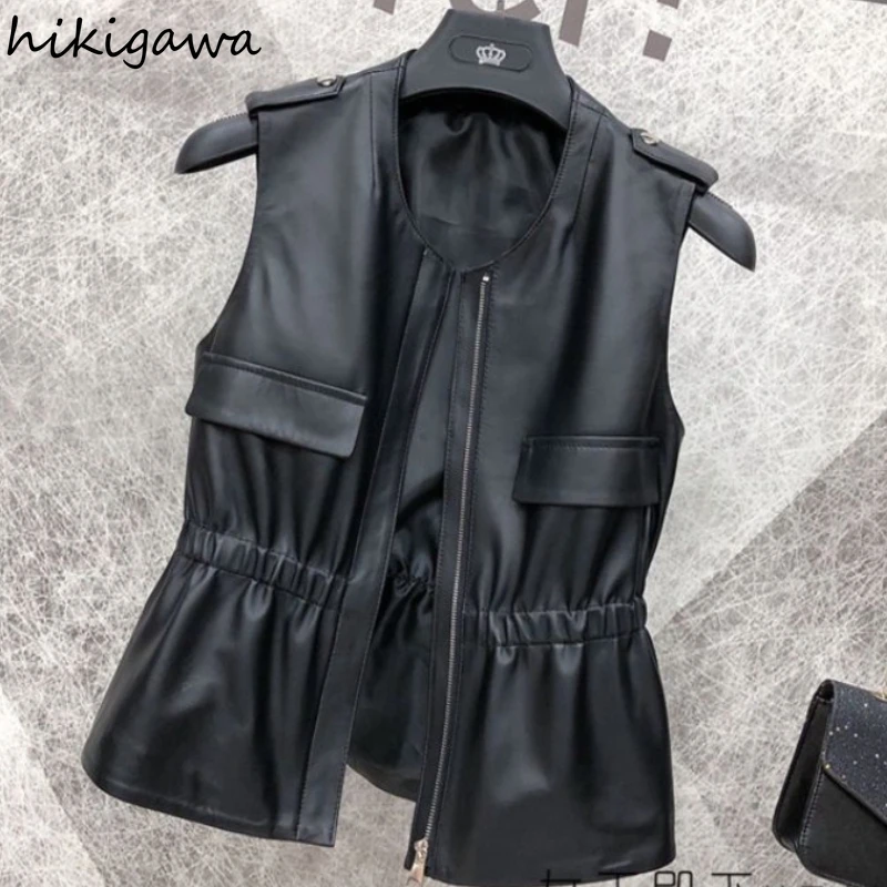 Leather Vests for Women O-neck Sleeveless Tunic Tanks Slim Waist PU Waistcoat Y2k Tops Chic Korean Vintage Tanks 2025 Ropa Mujer
Leather Vests for Women O-neck Sleeveless Tunic Tanks Slim Waist PU Waistcoat Y2k Tops Chic Korean Vintage Tanks 2025 Ropa Mujer