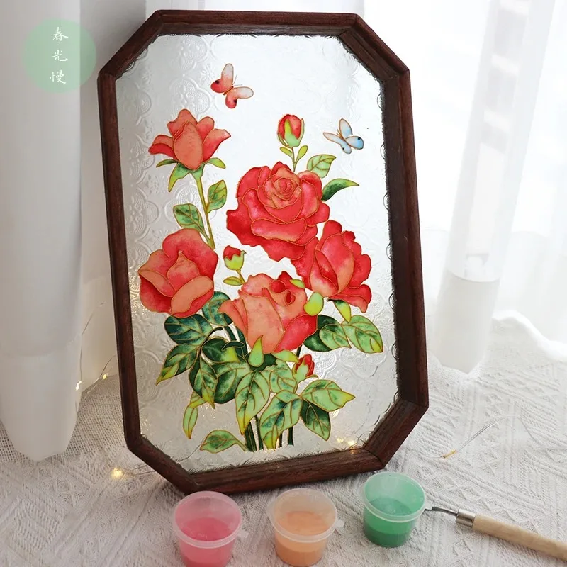 Cloisonne Enamel Glass Painting DIY Material Cloisonne Birthday Gift Intangible Cultural Heritage Rose Tea Tray Decorative
Cloisonne Enamel Glass Painting DIY Material Cloisonne Birthday Gift Intangible Cultural Heritage Rose Tea Tray Decorative