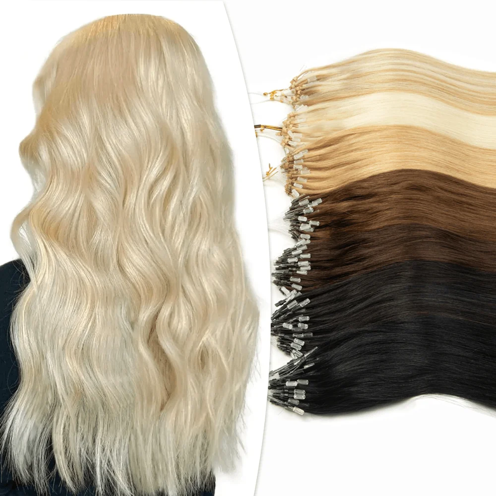 Micro Loop Hair Extensions Virgin Natural Straight Micro Ring Link Hair 12"-20" Loop Ring Human Hair Extension Blonde Brown
Micro Loop Hair Extensions Virgin Natural Straight Micro Ring Link Hair 12"-20" Loop Ring Human Hair Extension Blonde Brown
