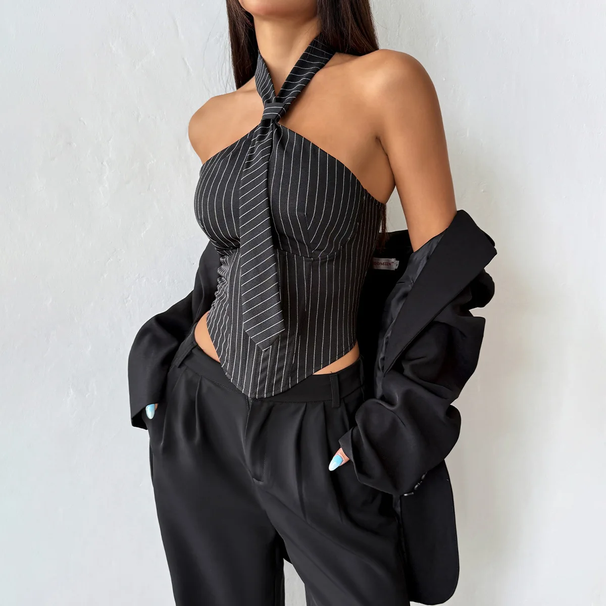 Woman Clothing Top Women T-shirt Tank Top Female Clothes Top Retro Halter Neck Tie Slimming Fishbone Sleeveless Striped Vest Top
Woman Clothing Top Women T-shirt Tank Top Female Clothes Top Retro Halter Neck Tie Slimming Fishbone Sleeveless Striped Vest Top