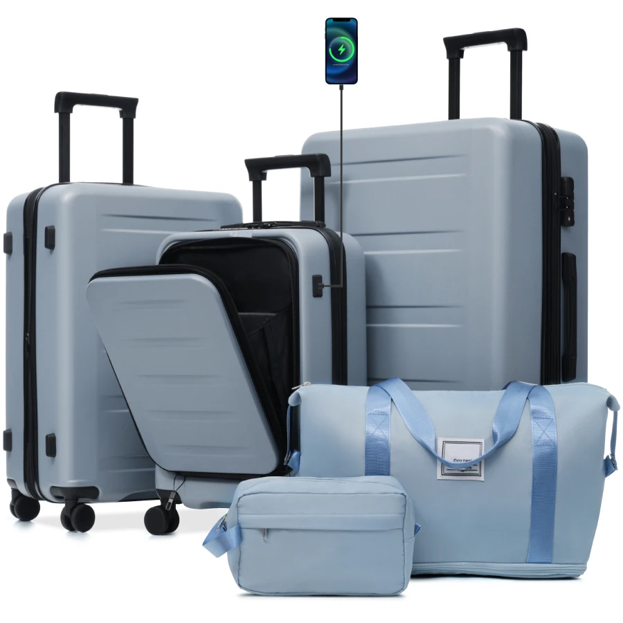 Набор чемоданов из 5 предметов для путешествий, жесткий корпус из ABS/PC, черный, с передним открытием, расширяемый, с USB-портом, замками TSA, двойными вращающимися колесами
Набор чемоданов из 5 предметов для путешествий, жесткий корпус из ABS/PC, черный, с передним открытием, расширяемый, с USB-портом, замками TSA, двойными вращающимися колесами