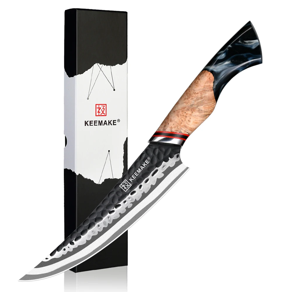 KEEMAKE 5.5" Inch Small Chef's Knife 7 Layers Damascus Steel Japanese Kitchen Knife Sharp Cutting Knife Ergonomic Resin Handle
KEEMAKE 5.5" Inch Small Chef's Knife 7 Layers Damascus Steel Japanese Kitchen Knife Sharp Cutting Knife Ergonomic Resin Handle
