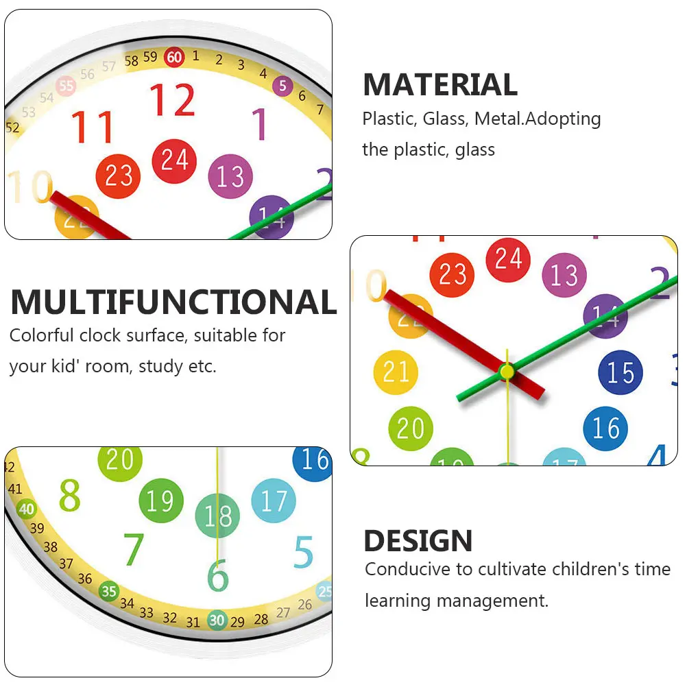 Kids Wall Clock Silent Hanging Creative Decorative Safe Colorful Study Bedroom Mute Time Management Workmanship
Kids Wall Clock Silent Hanging Creative Decorative Safe Colorful Study Bedroom Mute Time Management Workmanship