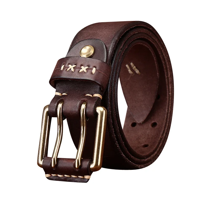 SEEDAX Mens Copper Double Needle Buckle Genuine Leather Simple Versatile Cowboy Belt For Men
SEEDAX Mens Copper Double Needle Buckle Genuine Leather Simple Versatile Cowboy Belt For Men