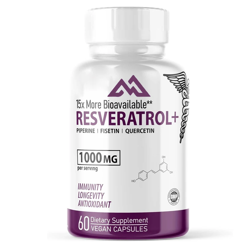 Resveratrol 1000mg Organic Piperine - Contains Liposomal Quercetin and Anise Antioxidants, 60 Vegetarian Capsules
Resveratrol 1000mg Organic Piperine - Contains Liposomal Quercetin and Anise Antioxidants, 60 Vegetarian Capsules