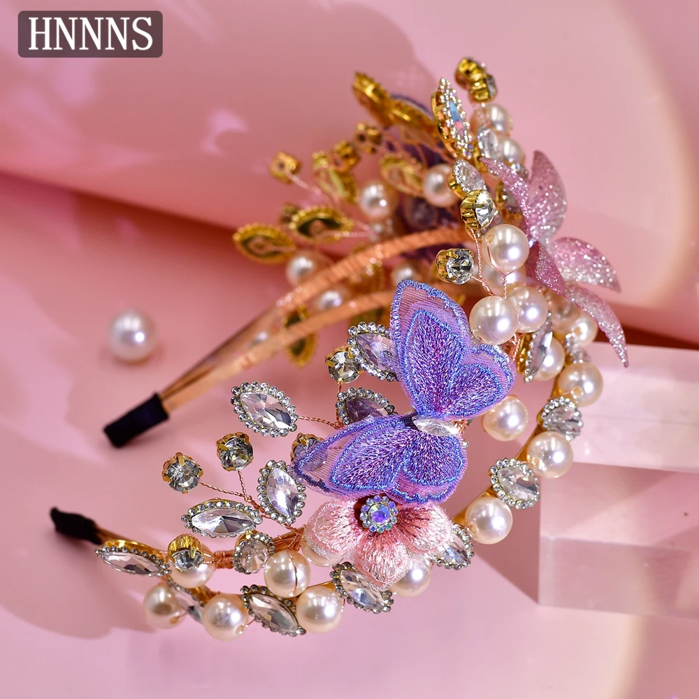 HNNNS Luxury Pearl Headband Embroidered Butterfly Headdress Princess Crown Headdress Sweet Bridal Wedding Hair Accessories A198
HNNNS Luxury Pearl Headband Embroidered Butterfly Headdress Princess Crown Headdress Sweet Bridal Wedding Hair Accessories A198