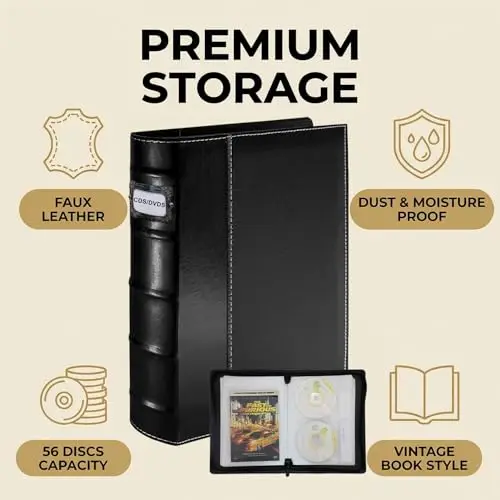3-Pack Vintage-Style PU Leather Zippered Media Binder – 168 Discs, 84 Booklet & 168 Tag Pockets, Dustproof Portable Organizer
3-Pack Vintage-Style PU Leather Zippered Media Binder – 168 Discs, 84 Booklet & 168 Tag Pockets, Dustproof Portable Organizer