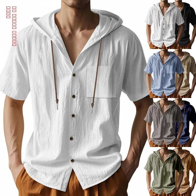 Casual Men's Short Sleeve Shirt Beach Style Loose Fit with Pocket Drawstring Trendy Spring Summer Cotton Linen Blend T-Shirt
Casual Men's Short Sleeve Shirt Beach Style Loose Fit with Pocket Drawstring Trendy Spring Summer Cotton Linen Blend T-Shirt