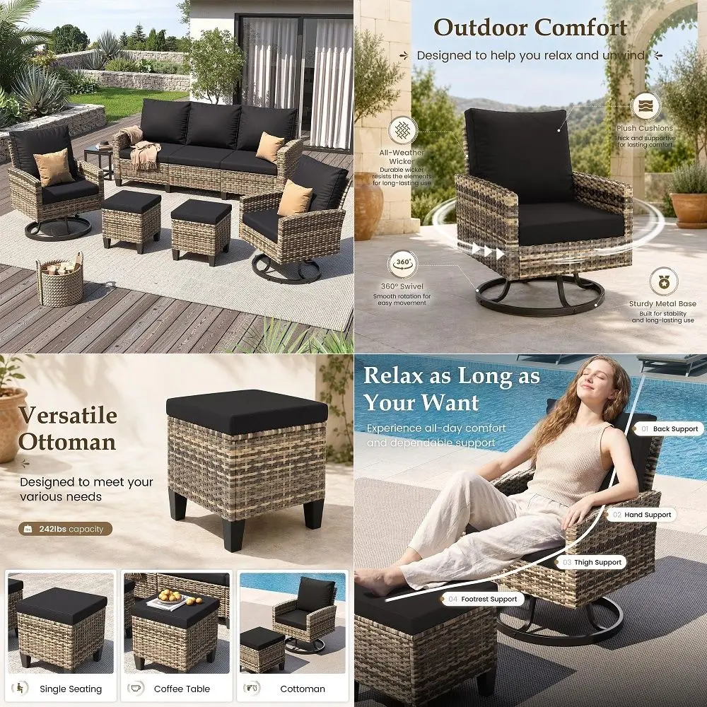 7 Piece Wicker Patio Furniture Set,Outdoor Conversation Sectional Sofa w Coffee Table,AllWeather Outdoor Sofa with Thick and An
7 Piece Wicker Patio Furniture Set,Outdoor Conversation Sectional Sofa w Coffee Table,AllWeather Outdoor Sofa with Thick and An