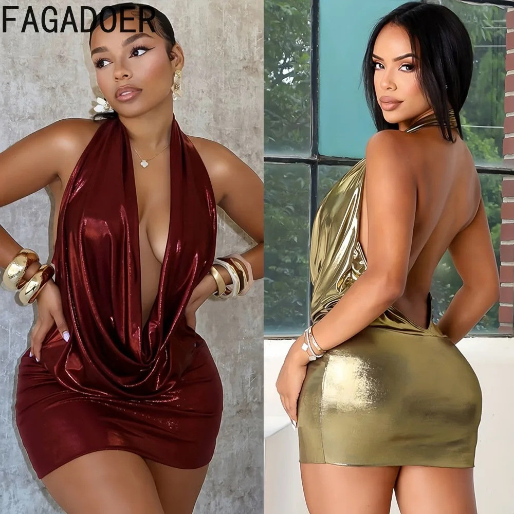 FAGADOER Y2K Sexy Metallic Printing Bodycon Dresses Women Deep V-neck Backless Sleeveless Dress Female Clubwear Vestidos New
FAGADOER Y2K Sexy Metallic Printing Bodycon Dresses Women Deep V-neck Backless Sleeveless Dress Female Clubwear Vestidos New