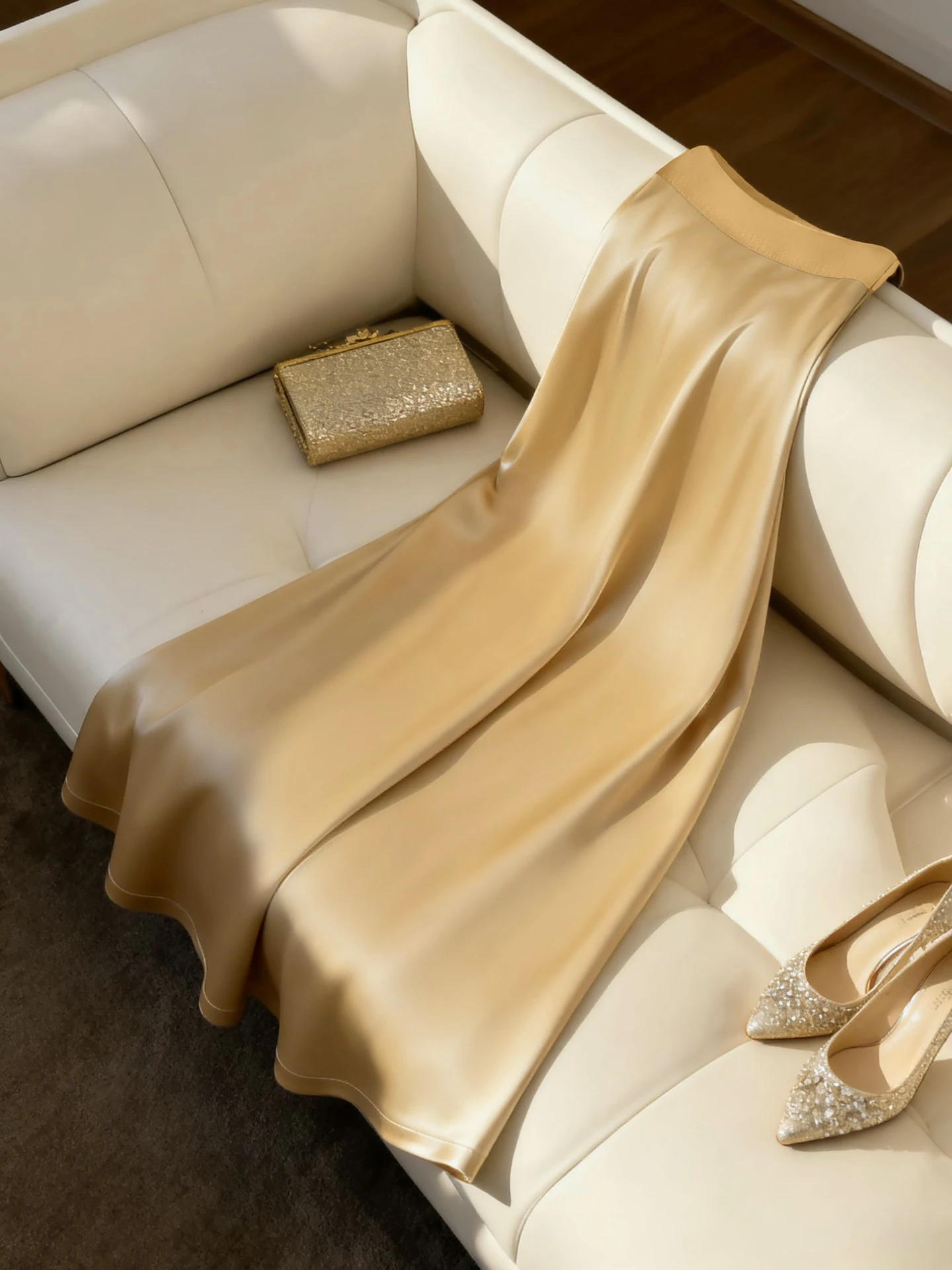 Женская атласная юбка-русалка миди цвета шампань, с завышенной талией, драпированная, стройнящая, универсальная офисная юбка А-силуэта
Женская атласная юбка-русалка миди цвета шампань, с завышенной талией, драпированная, стройнящая, универсальная офисная юбка А-силуэта