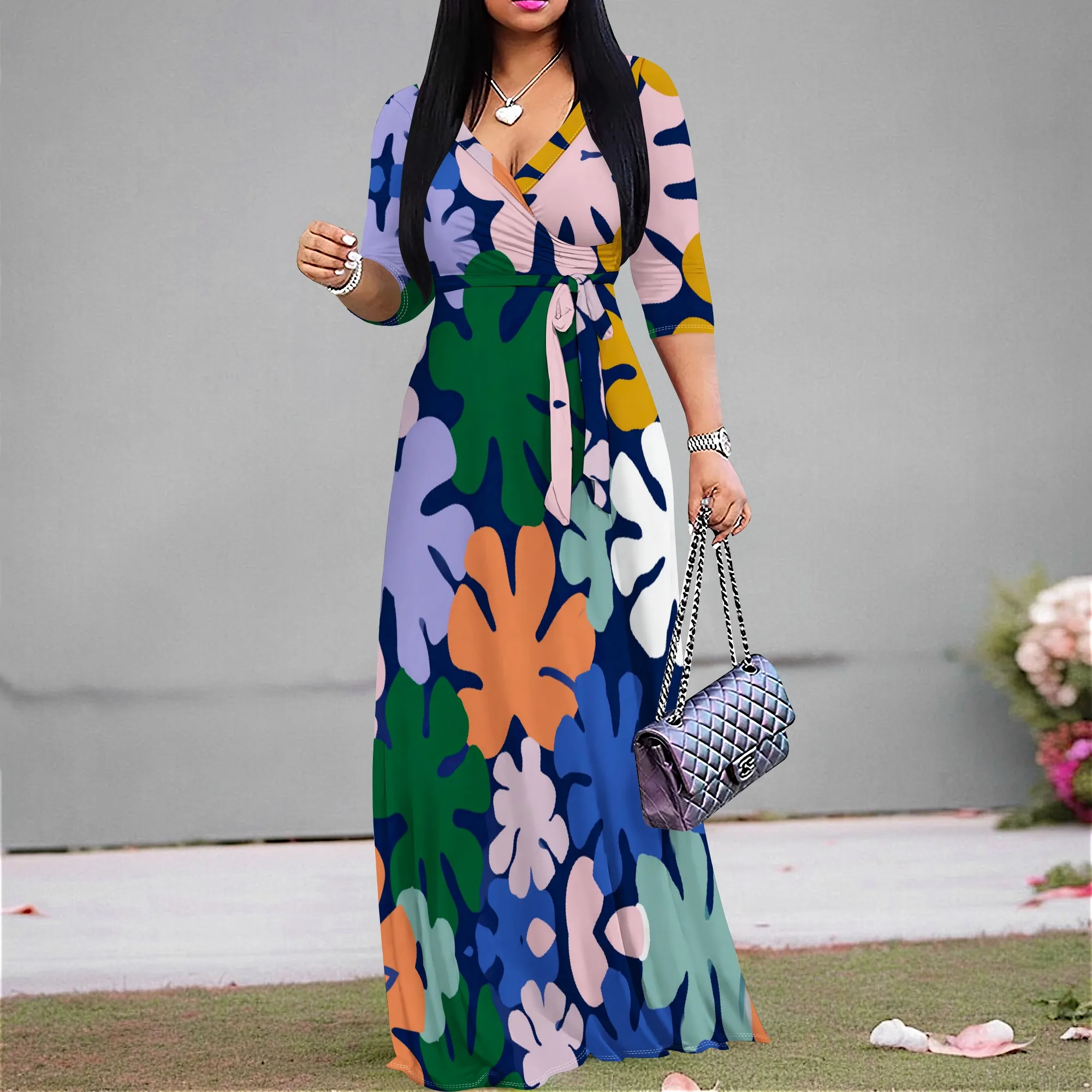 Plus Size Floral Print V-Neck Maxi Dress for Women Elegant Wrap Summer Party Boho Vacation Dress XS-3XL
Plus Size Floral Print V-Neck Maxi Dress for Women Elegant Wrap Summer Party Boho Vacation Dress XS-3XL