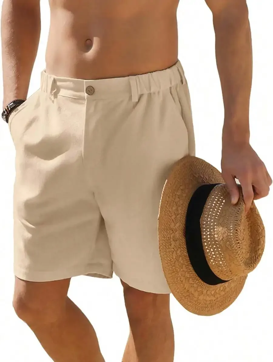 Mens Casual Cotton Linen Shorts Button Elastic Waist Summer Beach Golf Multi Pocket
Mens Casual Cotton Linen Shorts Button Elastic Waist Summer Beach Golf Multi Pocket