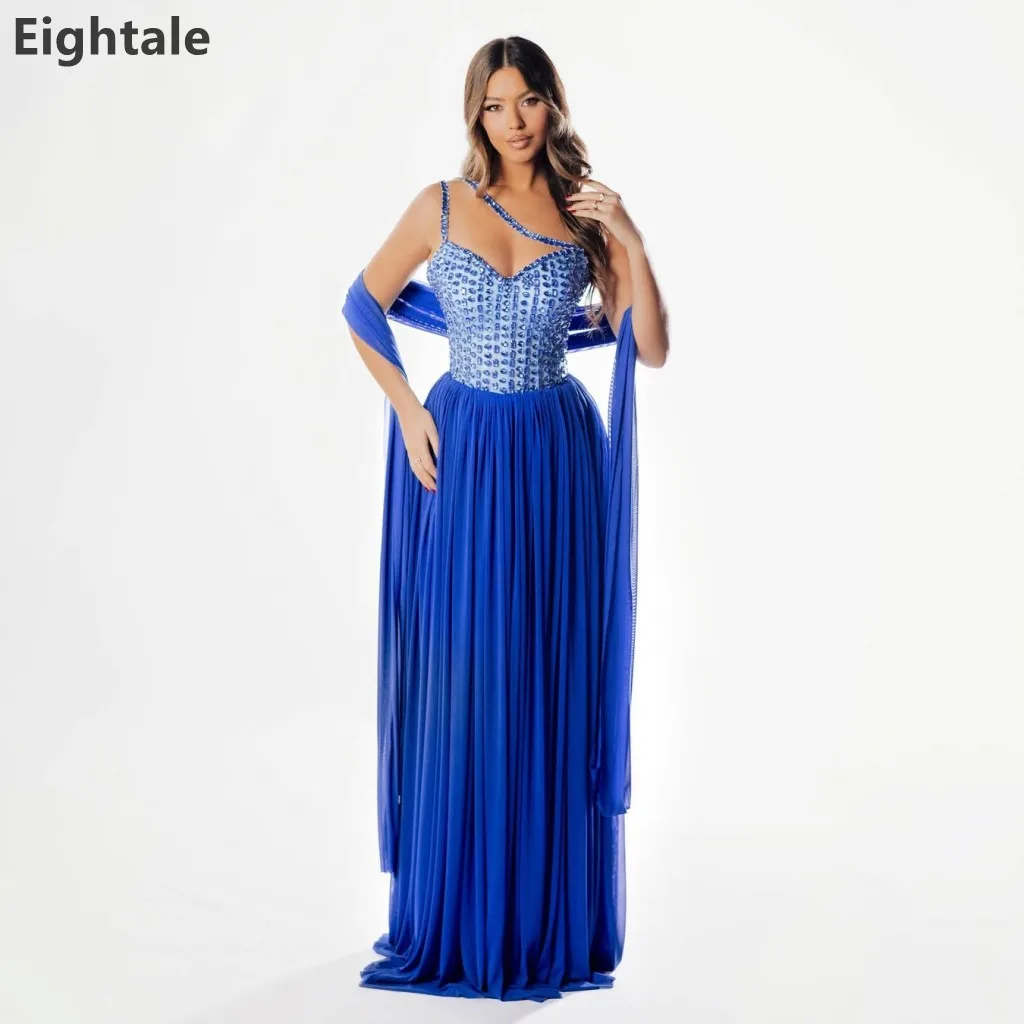Eightale 2026 One Shoulder A Line Royal Blue Pleated Chiffon Maxi Evening Dress Beaded Cape Formal Prom Party Gown Customized
Eightale 2026 One Shoulder A Line Royal Blue Pleated Chiffon Maxi Evening Dress Beaded Cape Formal Prom Party Gown Customized