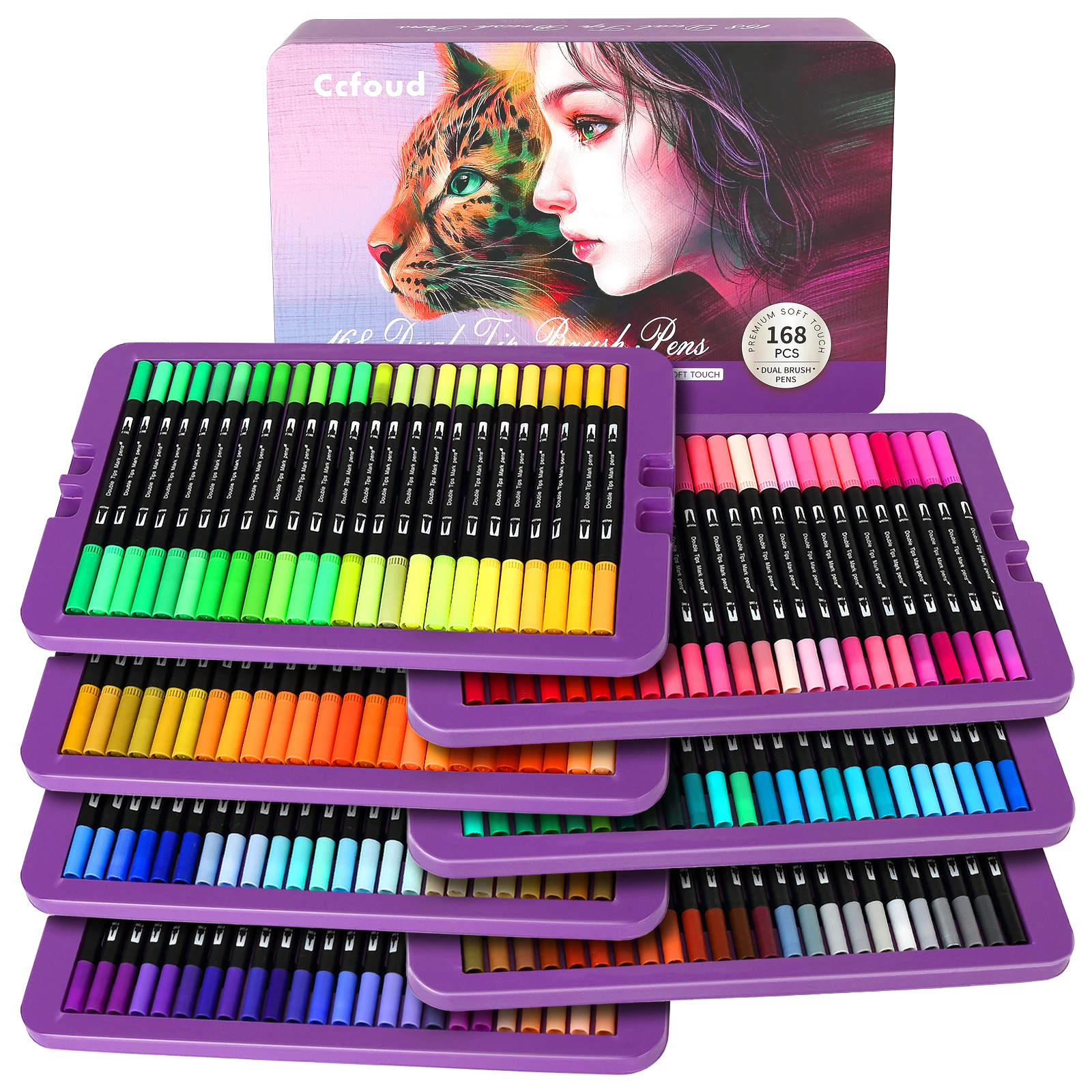 Dual Brush Marker Pens, 168 Colors Art Markers Set with Fine Tip and Brush Tip for Kids Adult Coloring Book Bullet Journaling
Dual Brush Marker Pens, 168 Colors Art Markers Set with Fine Tip and Brush Tip for Kids Adult Coloring Book Bullet Journaling
