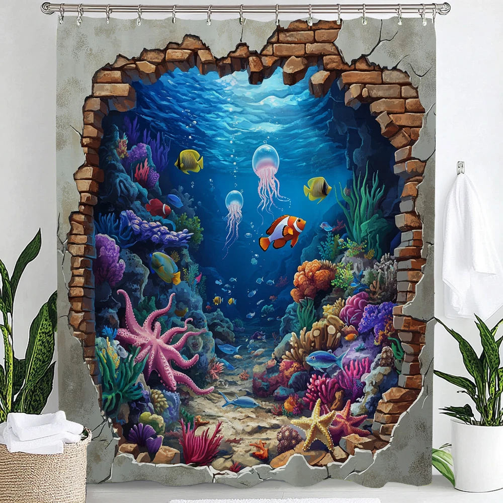 Funny turtle Dolphin Underwater World Printing Shower Curtain, Bathroom Decorative Curtain, Waterproof Shower Curtain with Hooks
Funny turtle Dolphin Underwater World Printing Shower Curtain, Bathroom Decorative Curtain, Waterproof Shower Curtain with Hooks