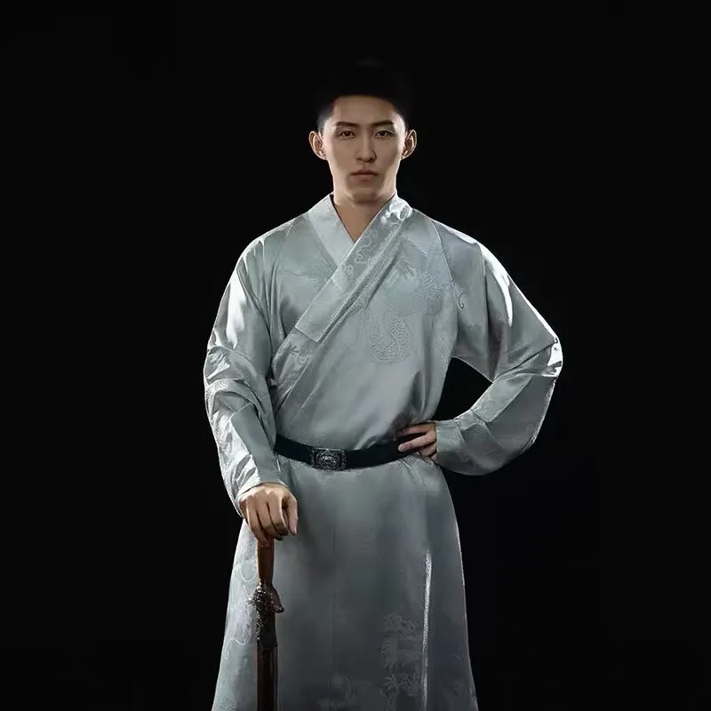 Original Dragon Pattern Silver-Gray Cross-collar Hanfu Robe For Men Traditional Chinese Hanfu Accessories Lining Robe For Men
Original Dragon Pattern Silver-Gray Cross-collar Hanfu Robe For Men Traditional Chinese Hanfu Accessories Lining Robe For Men