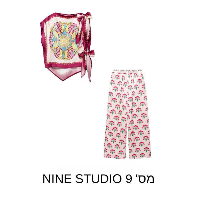 High Waist Wide Leg Pants Set Casual Print Knot Sleeveless Vest Top Women's Fashion Spring Summer Two-Piece Suit Ensemble
High Waist Wide Leg Pants Set Casual Print Knot Sleeveless Vest Top Women's Fashion Spring Summer Two-Piece Suit Ensemble