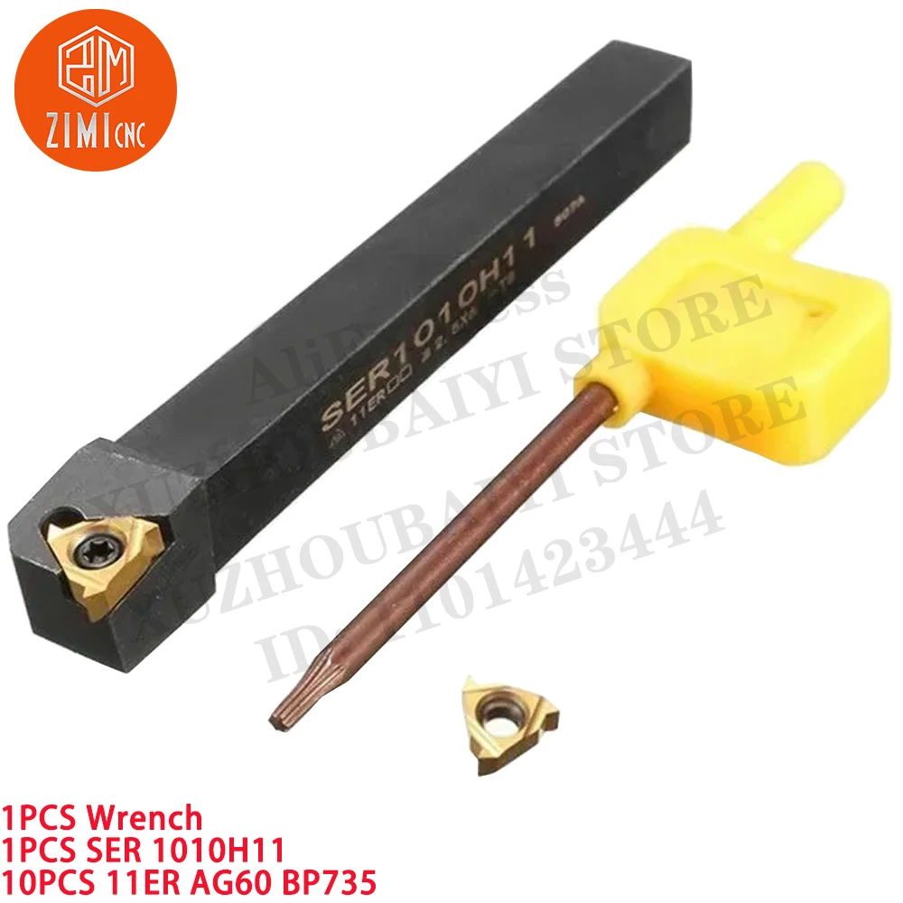 1PC SER 1010H11 Thread Turning Tools Cutter Lathe Holder +10PCS 11ER AG60 Carbide Inserts CNC tool metal mechanical cutting tool
1PC SER 1010H11 Thread Turning Tools Cutter Lathe Holder +10PCS 11ER AG60 Carbide Inserts CNC tool metal mechanical cutting tool