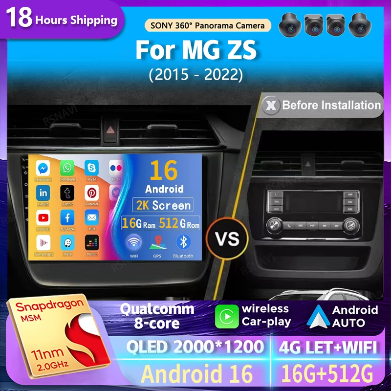 Android 16 Car Radio For MG ZS 2014 2015 - 2022 Navigation Multimedia Player Stereo WiFi+4G Video Carplay BT Head Unit 360Camera
Android 16 Car Radio For MG ZS 2014 2015 - 2022 Navigation Multimedia Player Stereo WiFi+4G Video Carplay BT Head Unit 360Camera