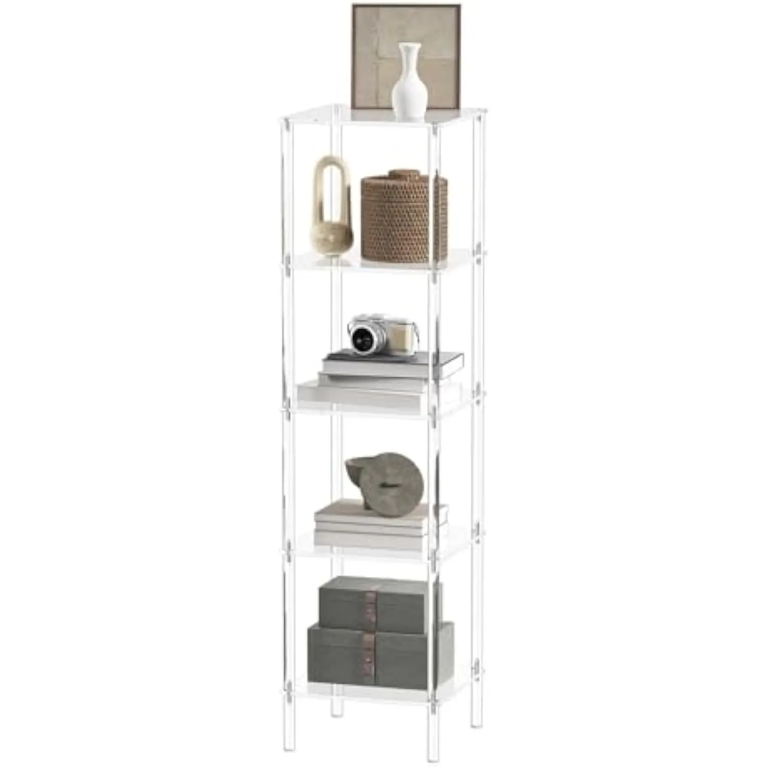 5 Tier Square Acrylic Bookshelf, Small Bookcase with Acrylic Fittings for Fixing to Wall, Corner Display Shelf for Living Room,
5 Tier Square Acrylic Bookshelf, Small Bookcase with Acrylic Fittings for Fixing to Wall, Corner Display Shelf for Living Room,