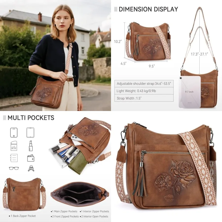 Crossbody Bags for Women Trendy Vegan Leather Hobo Purses Embossed Shoulder Handbag Lightweight Travel Purse
Crossbody Bags for Women Trendy Vegan Leather Hobo Purses Embossed Shoulder Handbag Lightweight Travel Purse