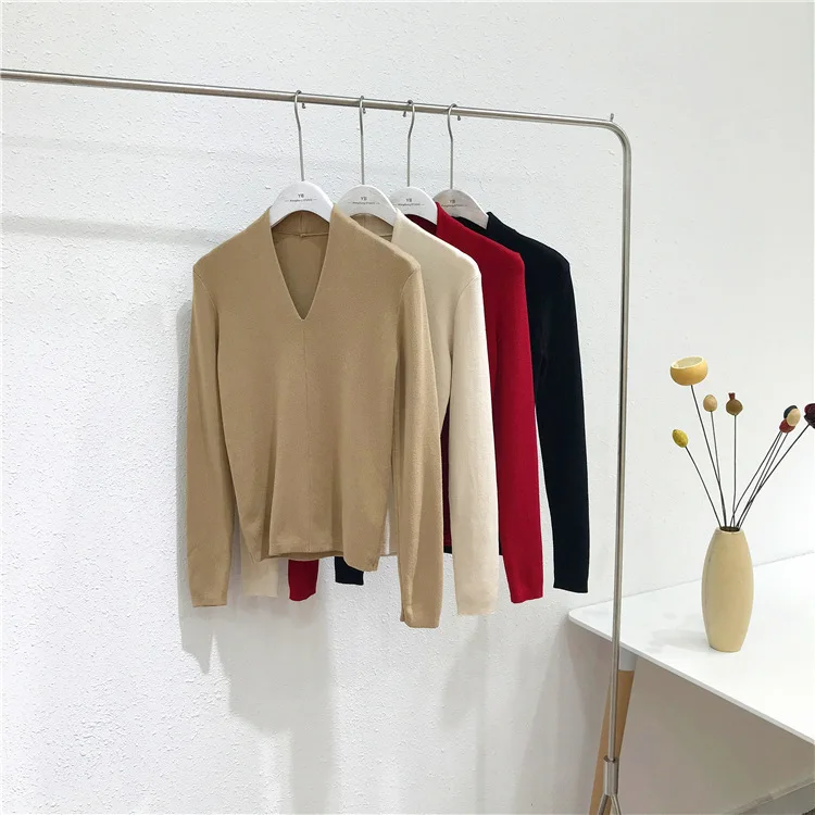 1992 Spring New Style V-Neck Pullover Slimming Solid Color Soft Knitted Long Sleeve Top
1992 Spring New Style V-Neck Pullover Slimming Solid Color Soft Knitted Long Sleeve Top