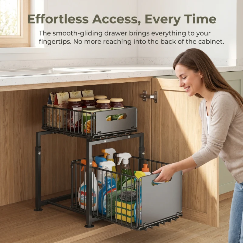 Pull Out Double Layer Kitchen Cabinet Organizer Sink Storage Rack Basket For Spice Snack Bottle Can Multi Level Shelf
Pull Out Double Layer Kitchen Cabinet Organizer Sink Storage Rack Basket For Spice Snack Bottle Can Multi Level Shelf