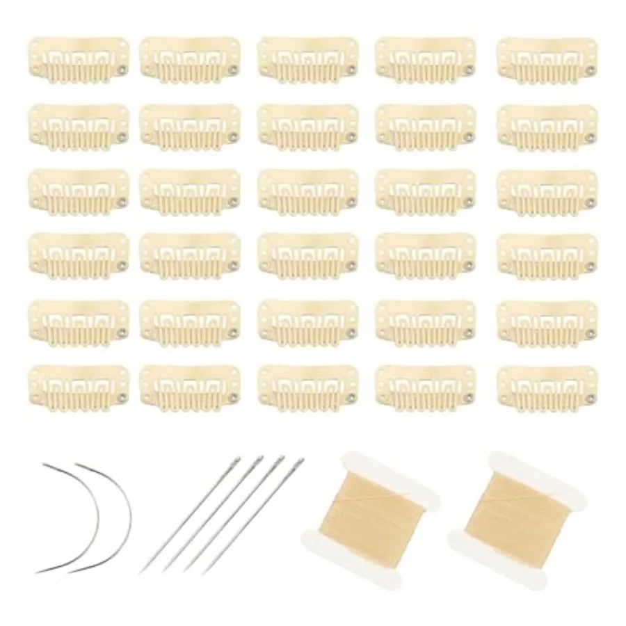 30pcs U-Shape stainless steel hair extension clips for wigs, hairpieces, and extensions; beige sewing needles and thread includ
30pcs U-Shape stainless steel hair extension clips for wigs, hairpieces, and extensions; beige sewing needles and thread includ