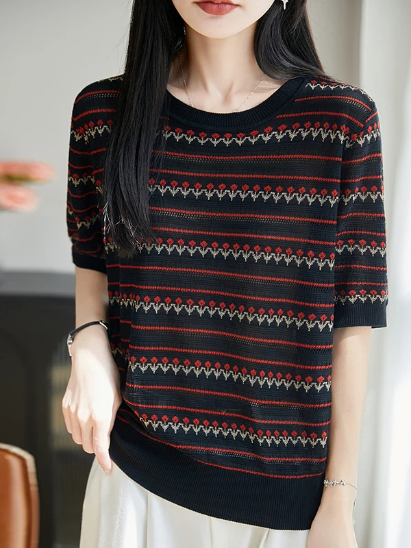 Retro round Neck Embroidered Short Sleeve T-Shirt Women's Light Weight Lacey Base Top Breathable Soft Regular Fit Spring Fashion
Retro round Neck Embroidered Short Sleeve T-Shirt Women's Light Weight Lacey Base Top Breathable Soft Regular Fit Spring Fashion