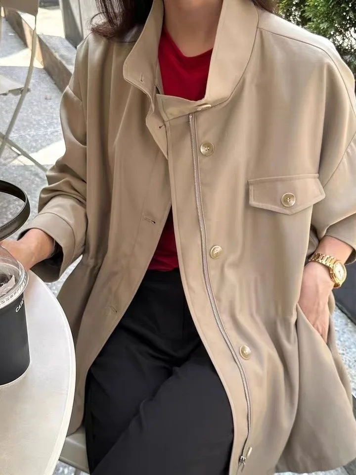 Faionable Oversized Midi Length Coat Women's Loose f High Collar Long Sve Dstring Jaet Autumn Season Faion
Faionable Oversized Midi Length Coat Women's Loose f High Collar Long Sve Dstring Jaet Autumn Season Faion