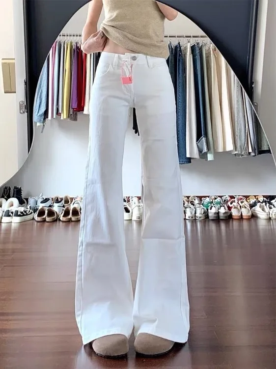 Low Waist Flared White Jeans Women's Spring 2026 Slim Fit Floor-Length Trousers Casual Style Vintage Washed Bell Bottoms
Low Waist Flared White Jeans Women's Spring 2026 Slim Fit Floor-Length Trousers Casual Style Vintage Washed Bell Bottoms