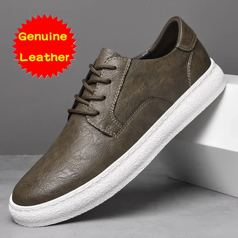Genuine leather men's casual sneakers breathable round toe non-slip lace up flats spring autumn lightweight walking sports shoes
Genuine leather men's casual sneakers breathable round toe non-slip lace up flats spring autumn lightweight walking sports shoes