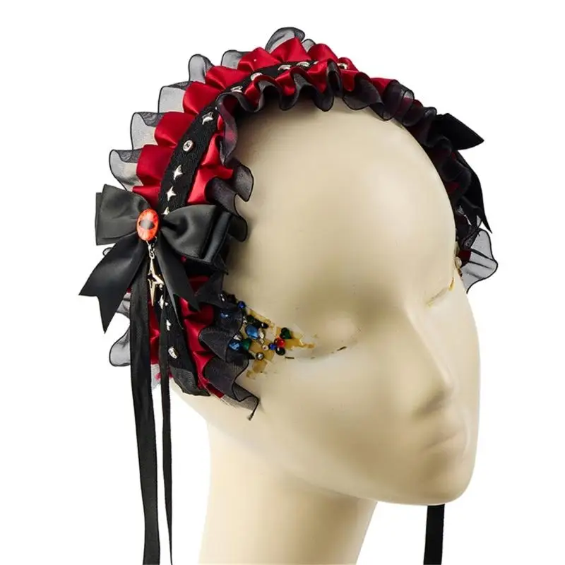 39BB Lovely Ruffle Trim Hairband Headwear With Delicate Bowknot For Costume Parties
39BB Lovely Ruffle Trim Hairband Headwear With Delicate Bowknot For Costume Parties
