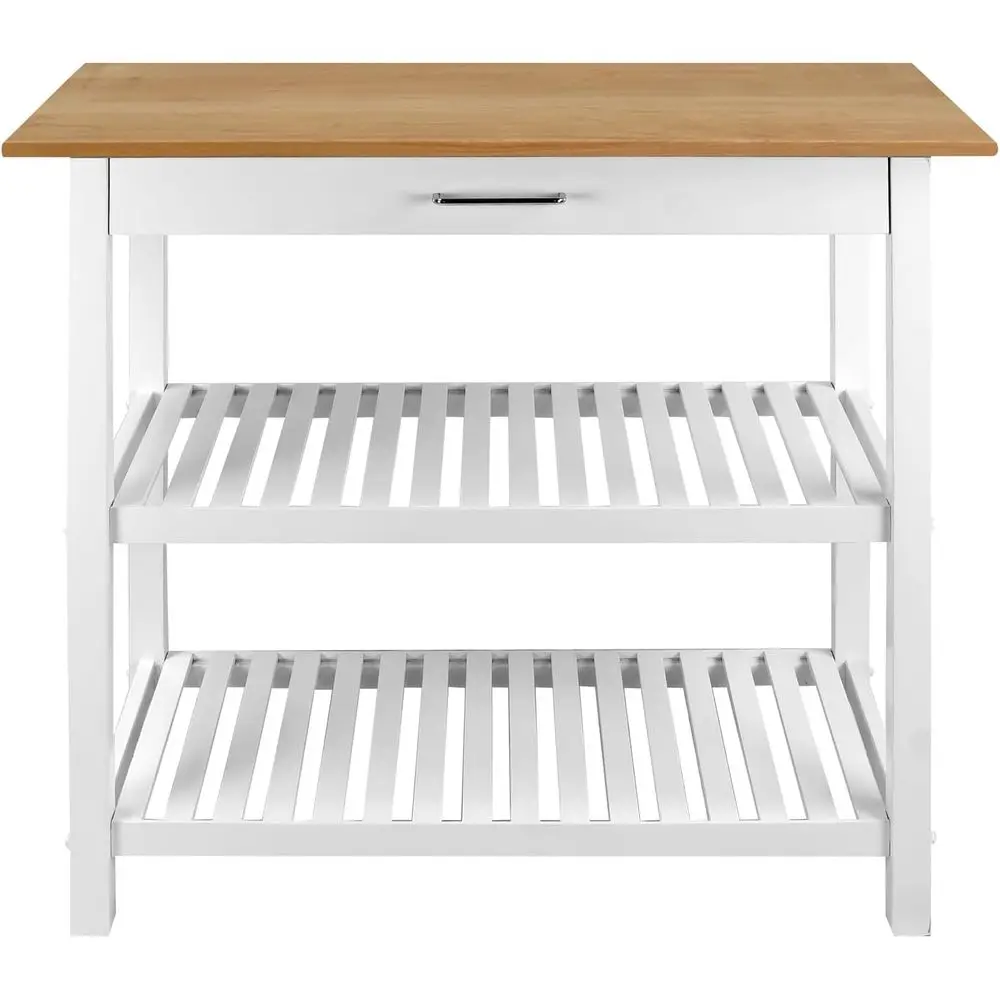 Natural Maple and White Multipurpose Solid Wood Kitchen Island with Drawer and Towel Bar
Natural Maple and White Multipurpose Solid Wood Kitchen Island with Drawer and Towel Bar