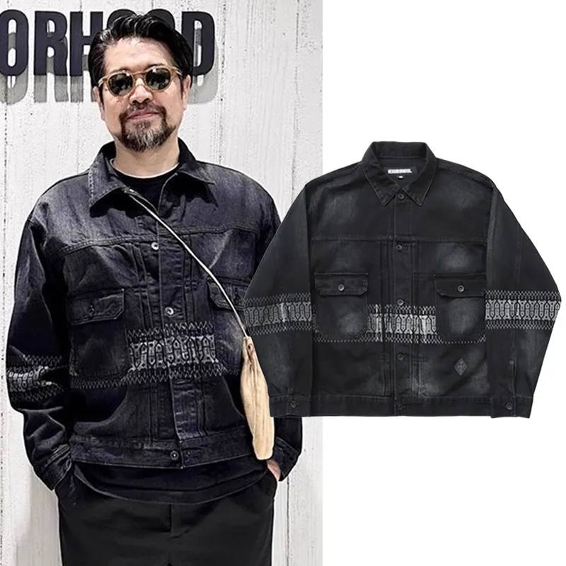 2023 NEIGHBORHOOD black printed and dyed washed denim jacket NBHD jacket WY814
2023 NEIGHBORHOOD black printed and dyed washed denim jacket NBHD jacket WY814