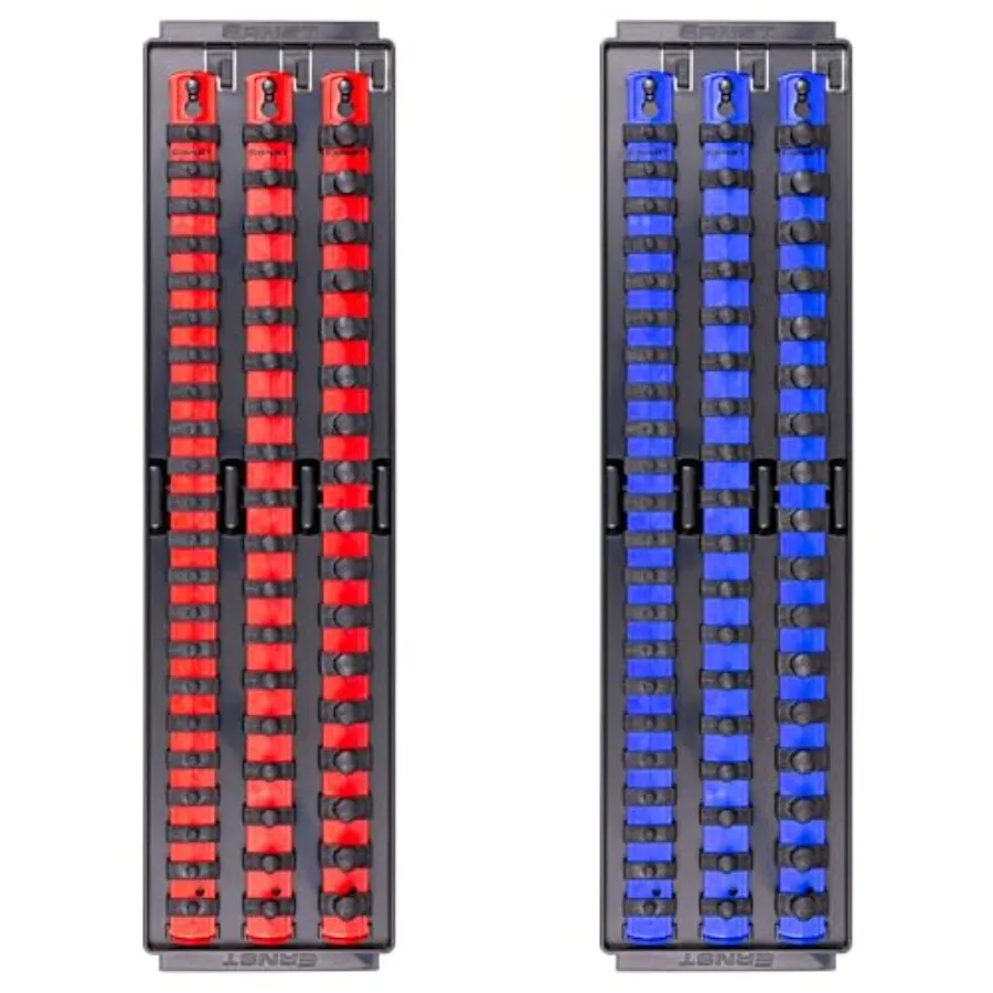 2 Pack of Socket Boss with 18" Rails, 1 Red and 1 Blue for Complete Multiple Drive Size Socket Organization, Holds 114 Sockets
2 Pack of Socket Boss with 18" Rails, 1 Red and 1 Blue for Complete Multiple Drive Size Socket Organization, Holds 114 Sockets