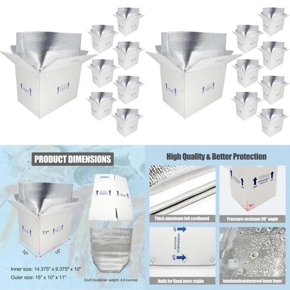 Double Insulated Shipping Coolers, 8-Pack Reusable Food Shipping Boxes with Oil Bag Liners
Double Insulated Shipping Coolers, 8-Pack Reusable Food Shipping Boxes with Oil Bag Liners